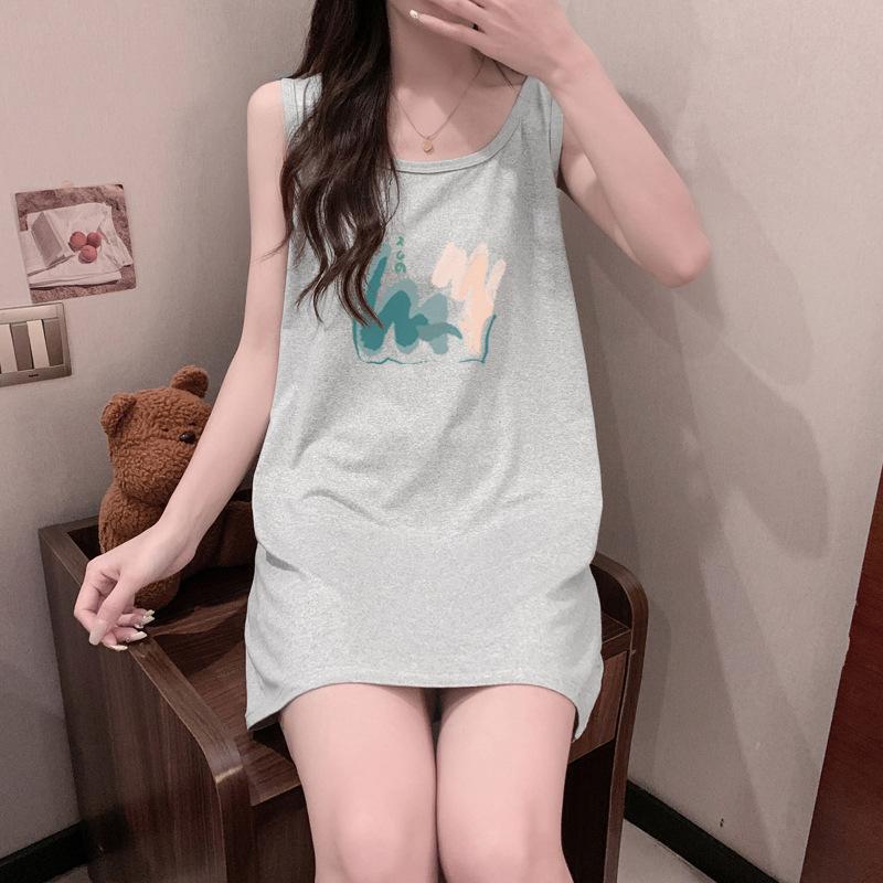 Women's Sleeveless Vest Girls Summer Student Casual Halter T-shirt Dress
