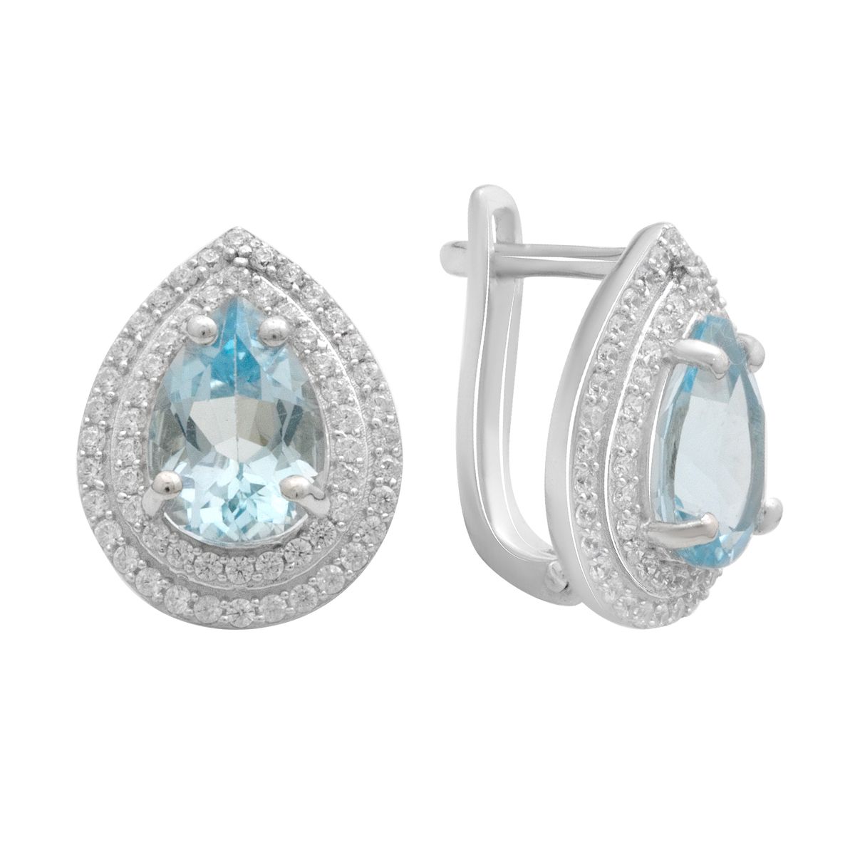 

Срібні сережки з натуральним топазом 5.859ct (2179580) небо синє світло кольору