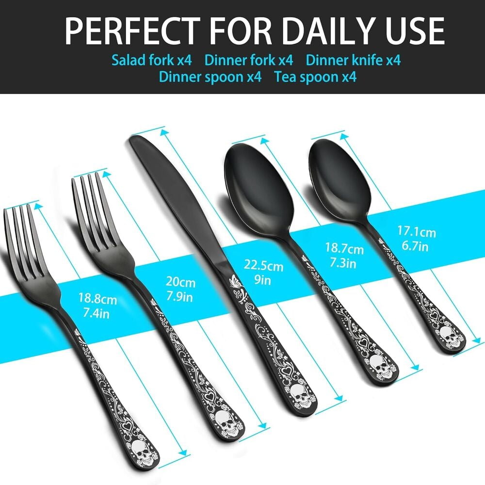 Skull Stainless Steel Cutlery Set: Unique Skeleton Design Spoon - Durable & Stylish Silverware for Any Occasion