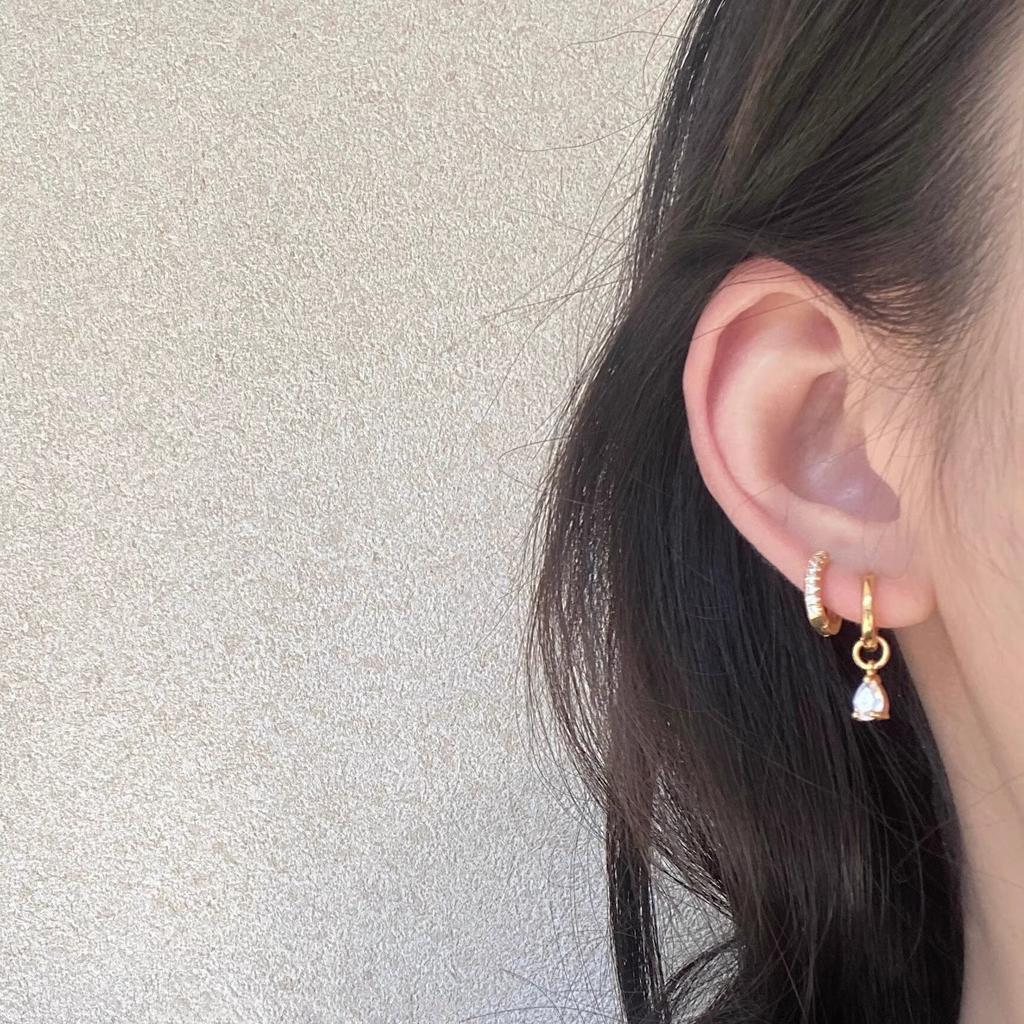 Asymmetric Teardrop Earrings Retro Simple Micro-set Zirconia Small Earring Two Wear Simple Personalized Exquisite Hundred with Fashion Accessory