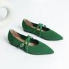 Women Mary Jane Shoes Pointed Toe 2025 Spring Shallow Cross Strap Women Dress Shoes Breathable Knitted Mid-heel Shoes Ladies