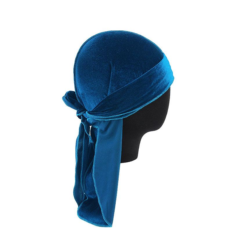Vintage Velvet Durag Solid Color Lace Up Head Wraps Soft Bandana Elastic Turban Cap Comfortable Cycling Hats For Women & Men