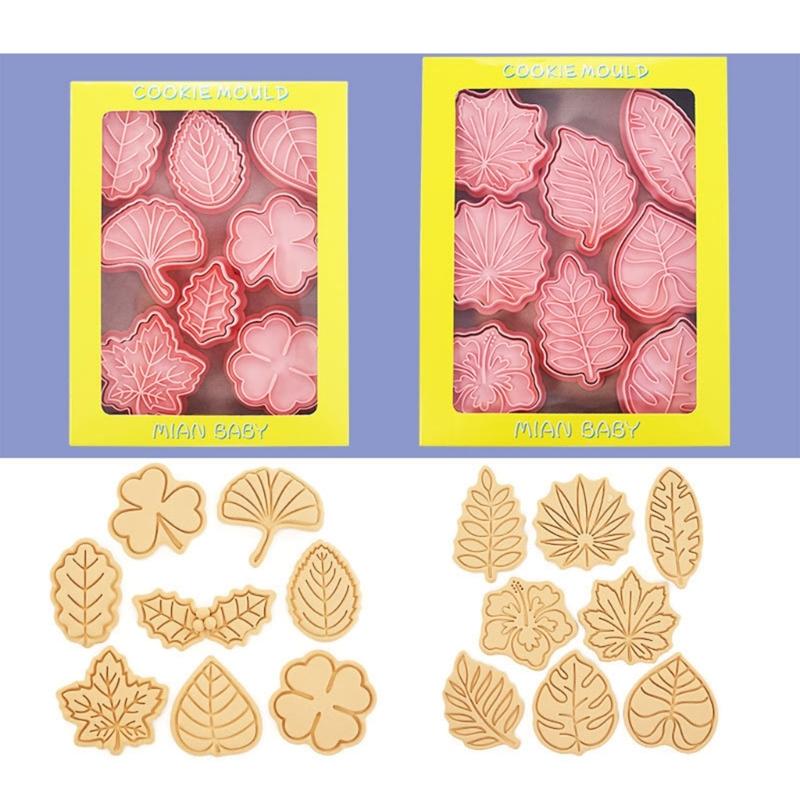 16Pieces Tropical-Leaf Cookie Cutter-Mold for Cake Decorating Mini Plastic Fondant Mold DIY Baking Tool DIY Cookie-Stamp