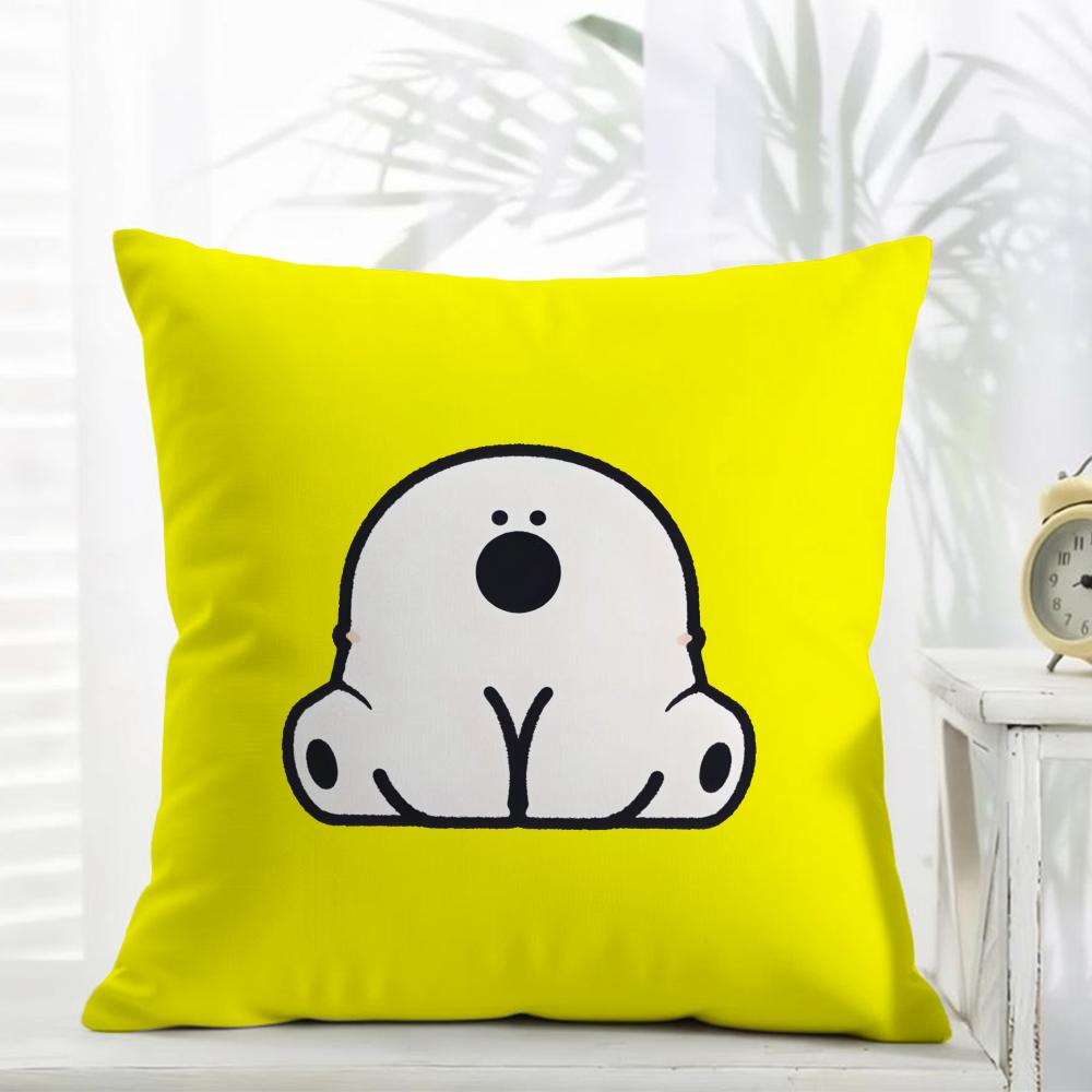 Cute IP Portrait Cushion Cover Comfort Daily Washable Linen Soft for Sofa Bed Home Room Decor