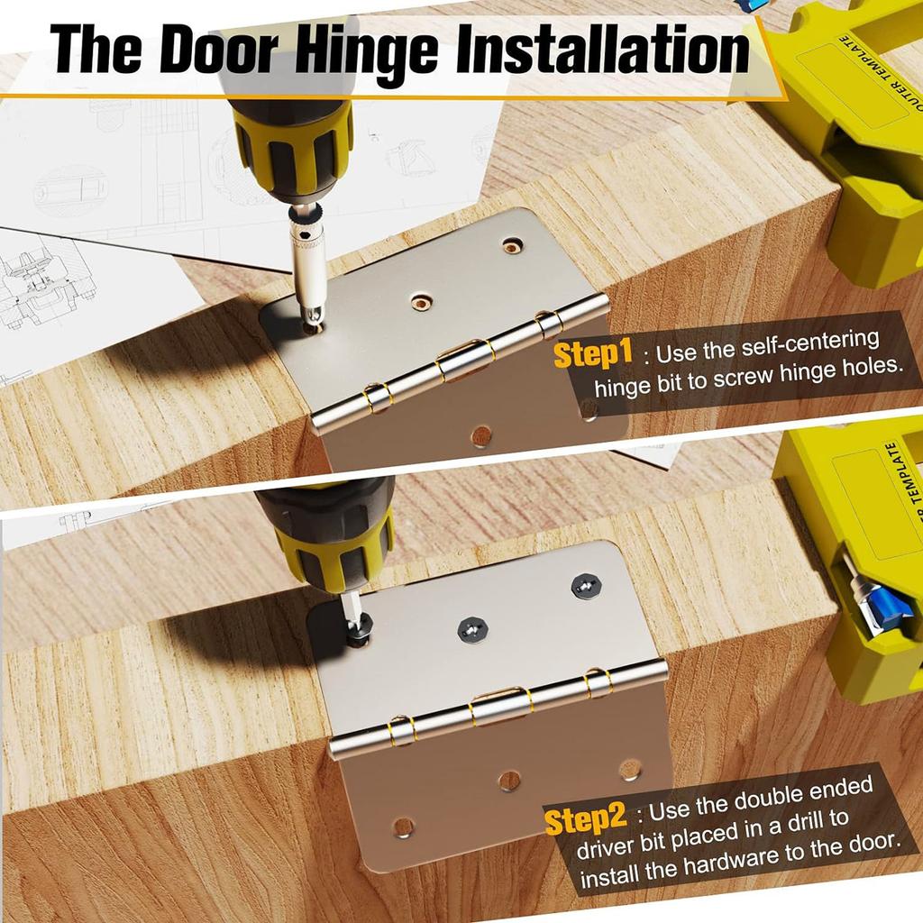 Hinge And Door Lock Hole Locator Installation Kit Woodworking Drilling Guide Tool