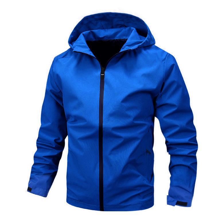

Men s Casual Hooded Jacket for Spring and Autumn - Outdoor Sportswear with Solid Color Design XXL королівський синій колір
