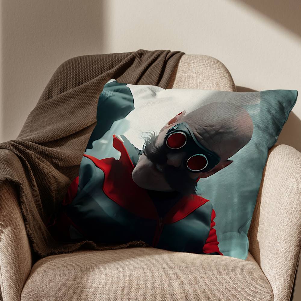 

Without hair Eggman Robotnik Pillow Case Antidustmite Pillowcase Invisible zipper silky short plush Sofa cushion cover 30x30cm