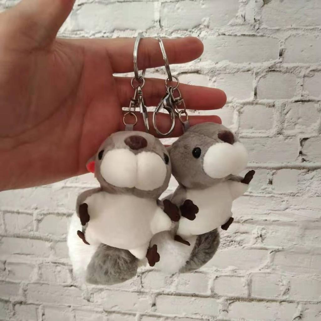Squirrel Delightful Gray Plush Keychain Cute Accessory For Cars And Gifts Personalized