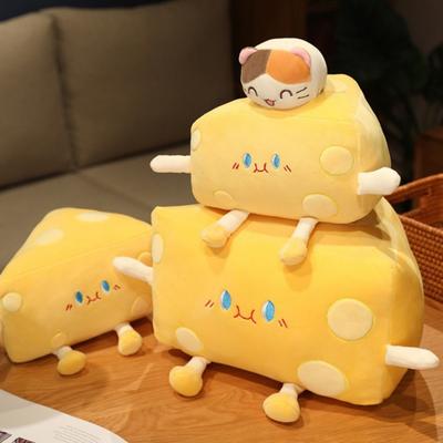 Gato bonito hamster coelho dormindo acompanhar decorativo desenho animado queijo boneca brinquedo de pelúcia ornamento presente de aniversário infantil travesseiro