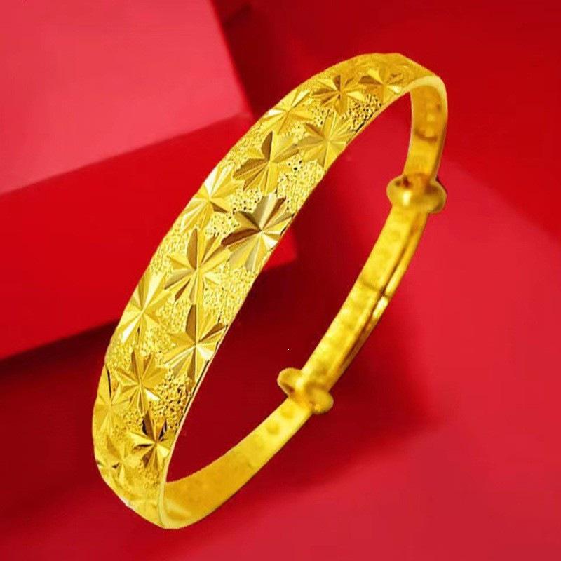 Gold-Plated Dragon and Phoenix Bracelet with Vietnamese Sand Gold Starry Design гипсофилы