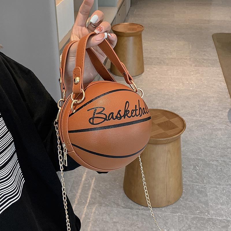 Dámská podzimní/zimní řetízková kulatá crossbody kabelka - Basketbalový/módní design