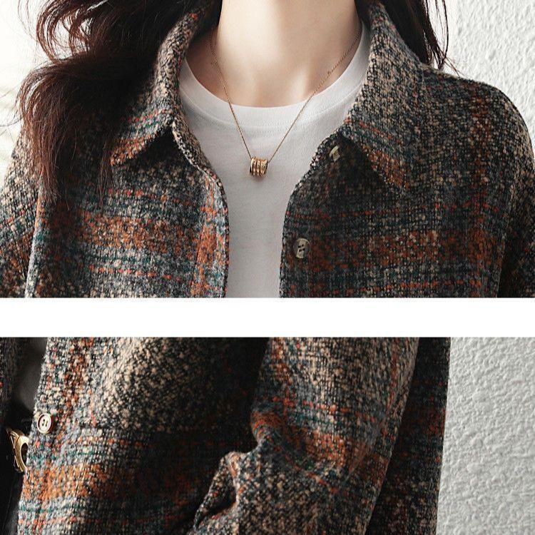 Modischer karierter Hemdmantel für Damen, lockere Passform, lässige Oberbekleidung mit Knöpfen