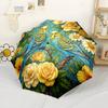 Parakeets Amidst Floral Splendor. Automatic Umbrella Compact & Durable 8-Rib Design Foldable Design for Women/Men Fashionable
