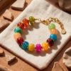Boho Beaded Bracelets Colorful Acrylic Beads Bracelets Adjustable Length Lightweight Bracelets Lightweight Jewelry for Women Girls Daily Wear