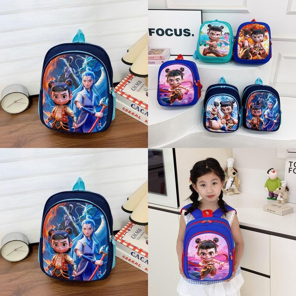 Ne Zha Pattern Kids Backpack With Breathable Nylon For Elementary School And Daily Use
