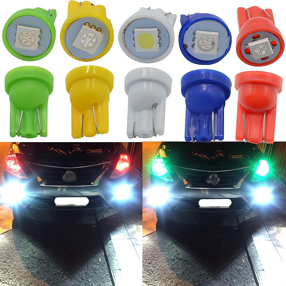 10Pcs Lots T10 W5W 5050 1Smd Car LED White Blue Red Yellow Green Bulb 194 168 192 Dome Lights Wedge Auto Clearance Lamps DC 12V