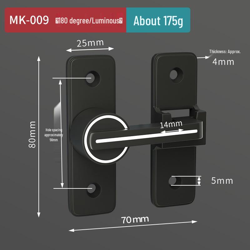 Punch-Free 90° Sliding Door Latch & Lock for Barn, Bathroom, or Toilet Doors