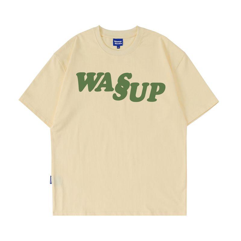 Wassup Heods Phantom Letter Logo Pure Cotton T-Shirt Summer Base Layer Loose Short-Sleeve Trendy Brand for Men and Women Couples