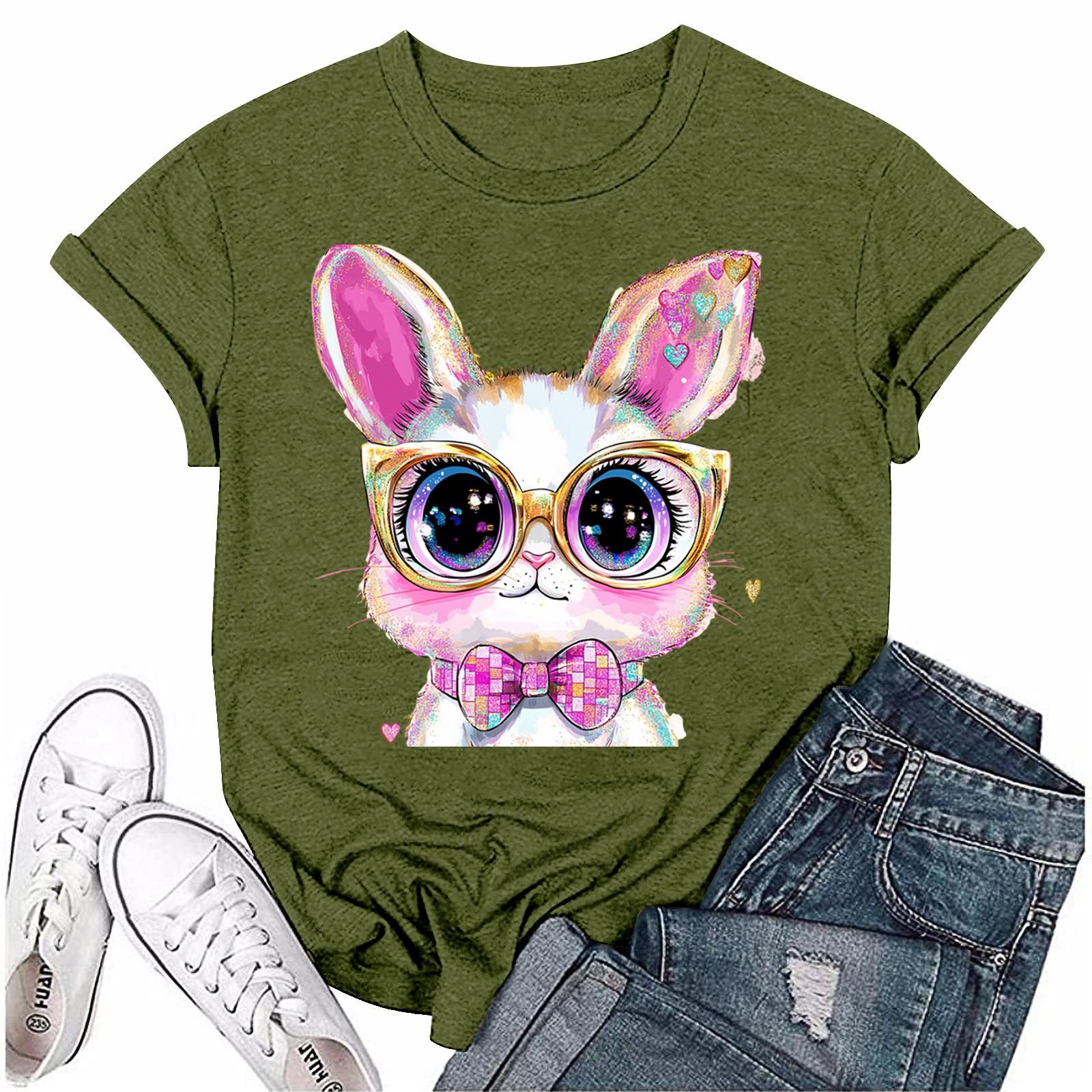 

Женская мода с принтом, круглым вырезом, коротким рукавом, футболка, пуловер, топ L армия зеленый