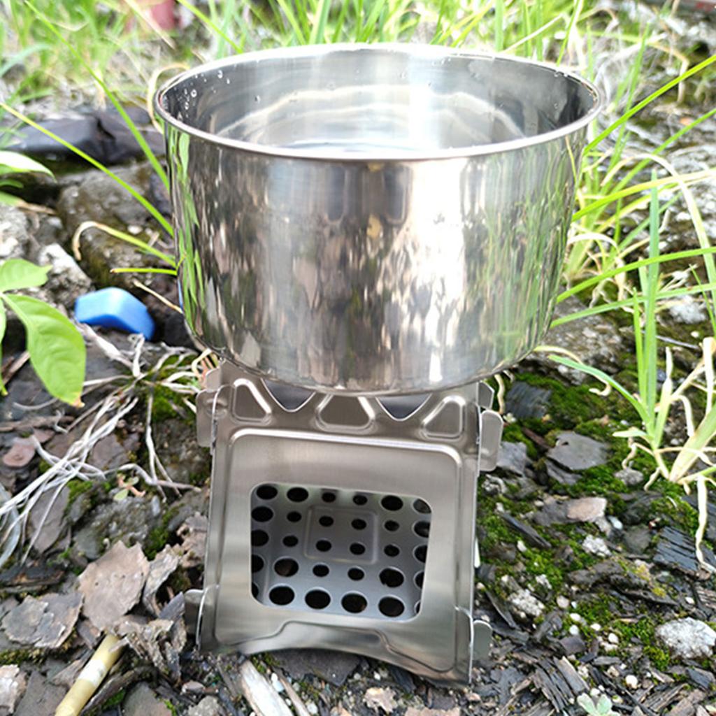 Camping Stove 304 Stainless Steel Folding Backpacking Burning Stove Portable Lightweight Pocket