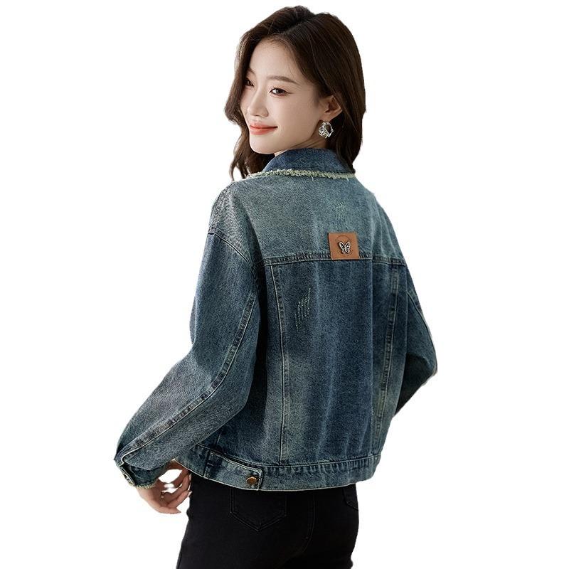 Spring and Autumn New Retro Temperament High-end Jacket Early Autumn Short Popular Top Polished Denim Jacket Women