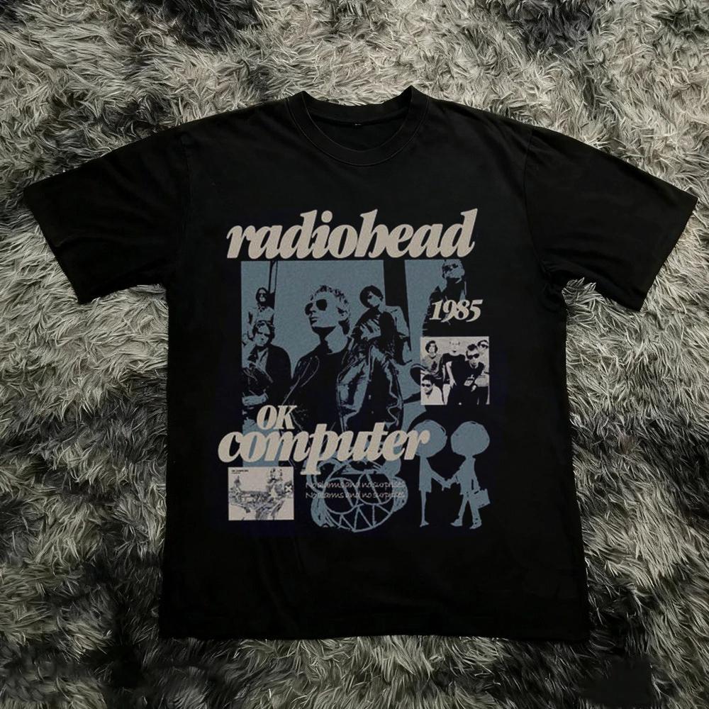 Radiohead The Bend Cat Graphic Print Short Sleeves Tshirt Unisex Unisex Summer 90s Retro Rock Music Tshirt Casual Y2k Streetwear