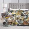 Retro Vintage Art Cute Dogs Warm Soft Blanket Children Plush Throw Blanket Fashion Bedroom Flannel Bedspread Sofa Bed Cover