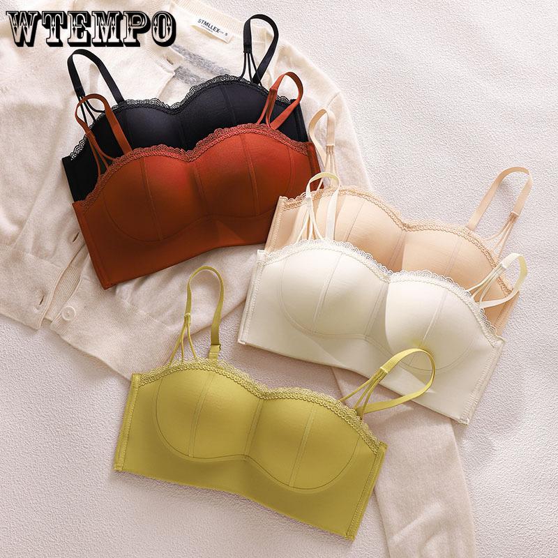 Sexy Bra Women's Strapless Underwear Gathering Bra Invisible and Seamless Bra Push Up Bra