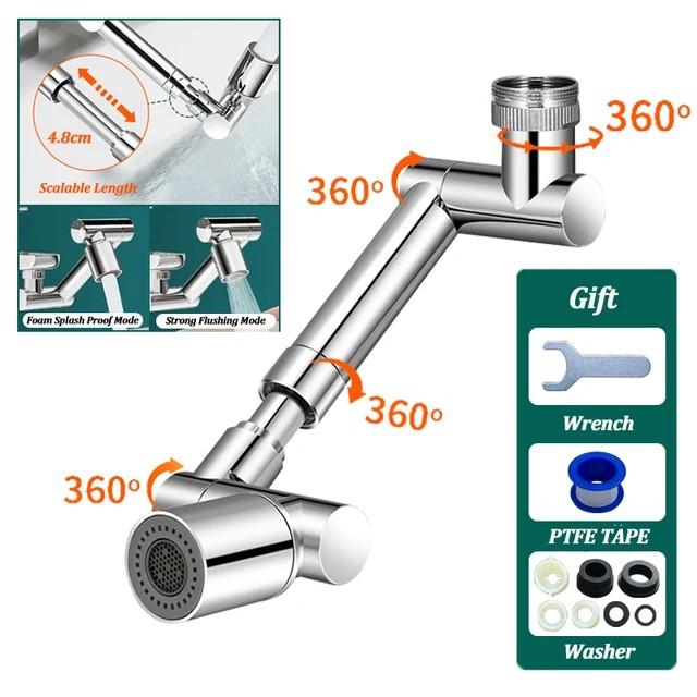 1440°Kitchen Scalable Metal Faucet Aerator Bathroom Tap Splash-proof Bubbler Faucet Filter Nozzle Tap Saving Water Extender