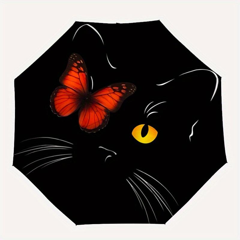 

1pc Black Cat Butterfly Automatic Open/close, All-Season Portable Folding Umbrella for Friends, Travel, Everyday, Events yy250812158