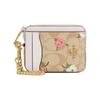 Coach Card Case 11 Floral Print Signature Coated Canvas And Smooth Leather Zipper Card Holder Women Accessories Gold Light-Khaki CR971-IMOTV
