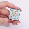 Trendy Box Milk Drink Style Brooch With Adorable Cat Graphic And Alphabetic Motifs