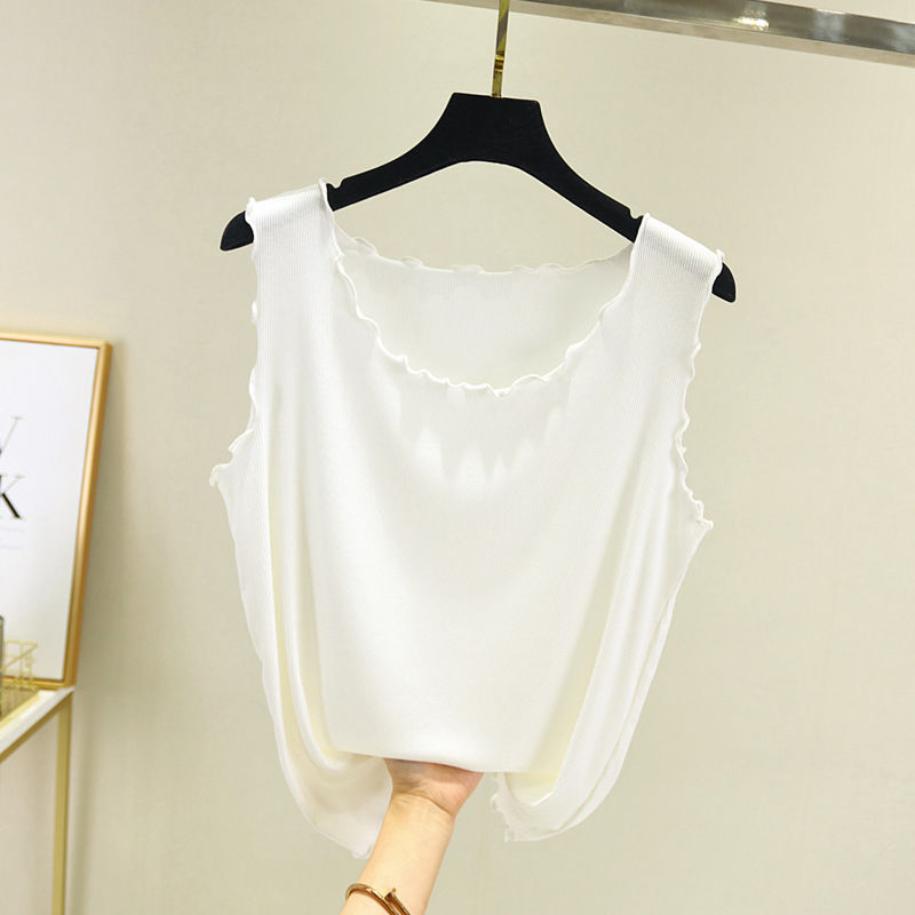 WTEMPO Wave Edge Suspender Vest Women's Summer Modal Bottoming Shirt Thread Sleeveless Slim Fit Inner Top