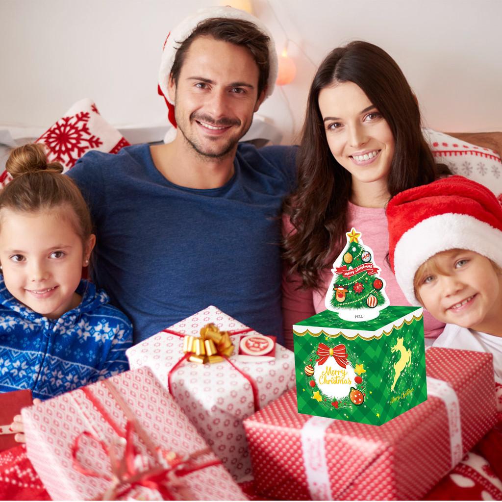 Tree Christmas Green Themed Pattern Gift Box Christmas And Party Events Decor