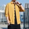 Thin Shirt Men's Mid-sleeved Spring and Summer Youth Work Tops Seven-quarter Sleeve Short-sleeved Five-quarter Sleeve Shirt Jacket
