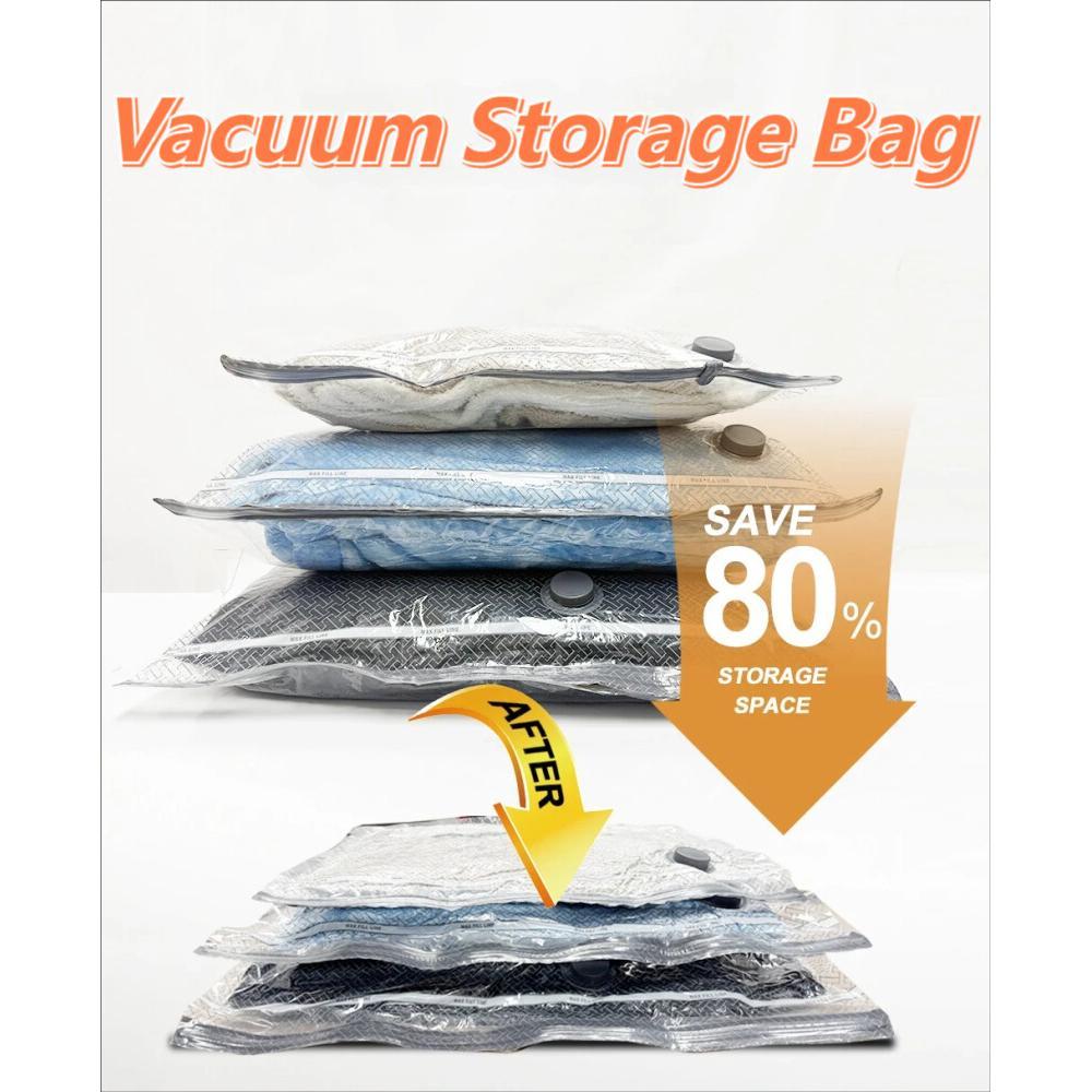 Vacuum Storage Bags with Electric Pump Valve Space Saver Compression Sealed Organizer for Clothes Wardrobe Travel Luggage Reusable Large Capacity
