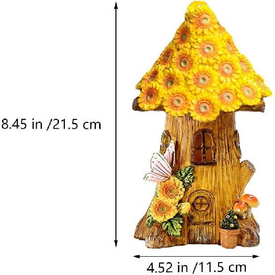 Angoily Solar Fairy House, Solar Resin Powered Garden Decor Creative Landscape Decoration for Yard Patio and Lawn Ornaments, Landscape, Fairy Garden