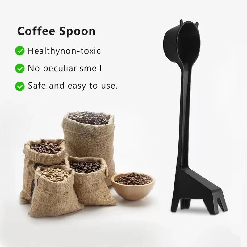 Cartoon Giraffe Shape Coffee Spoon Cute Design Black Powder Quantitative Long Handle Scoops Plastic Coffee Spoons Kitchen Decor