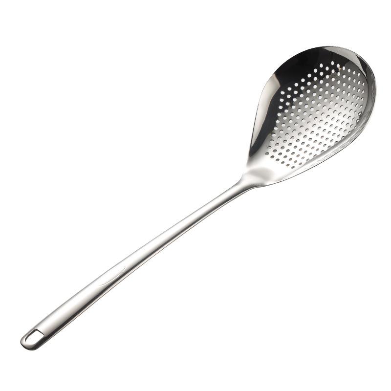 304 stainless steel flat handle pepper colander long handle large head drain cooking kitchen household kitchen utensils spatula