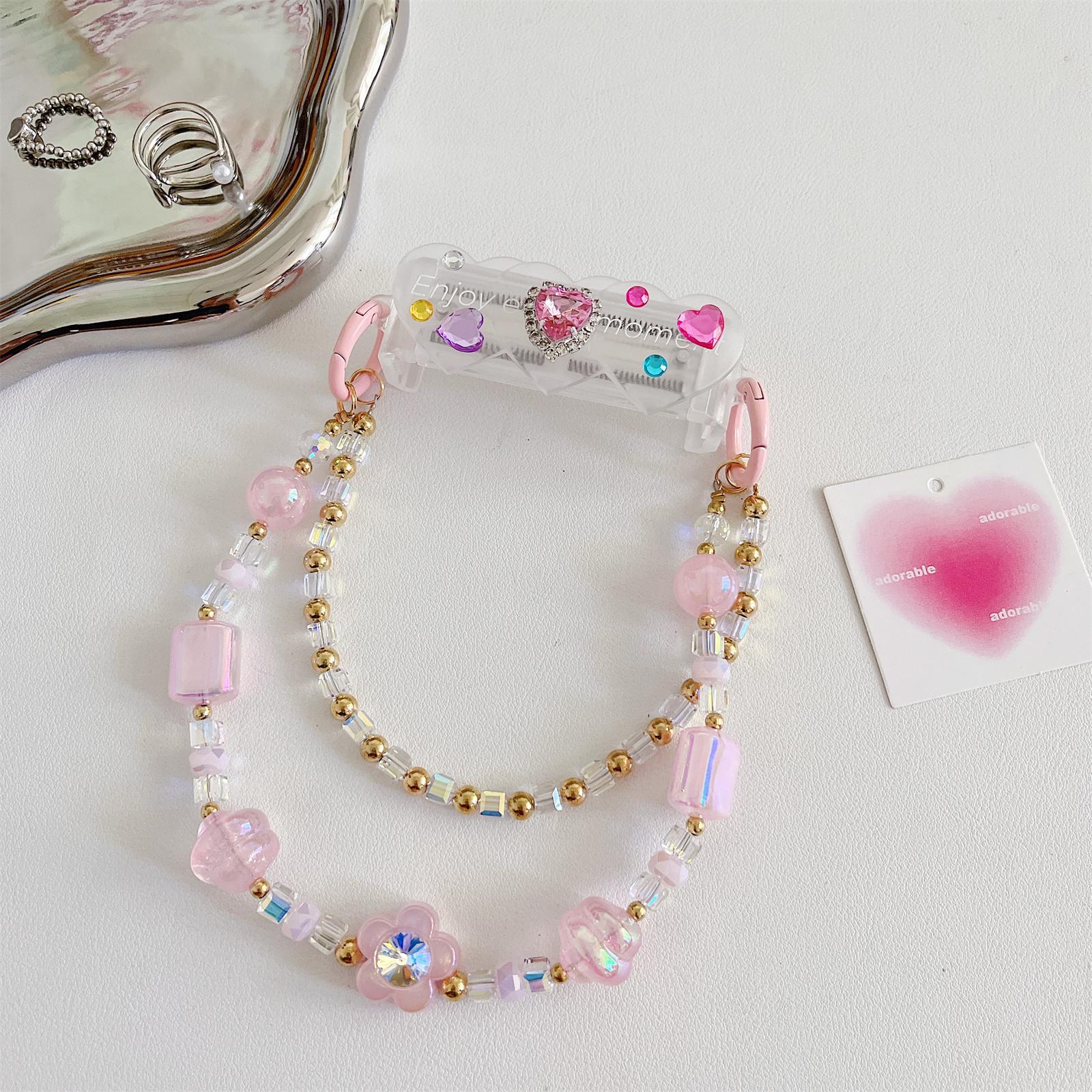 

Cell Phone Short Strap Back Clip Patch,Portable Phone Clamp Mount Pink