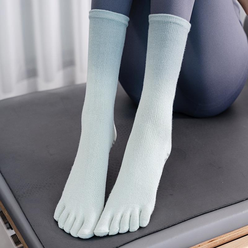 Verlaufende Rutschfeste Wadenlange Zehenspreizer Yoga Socken - Herbst/Winter Schweißabsorbierend Sportlicher Stil.
