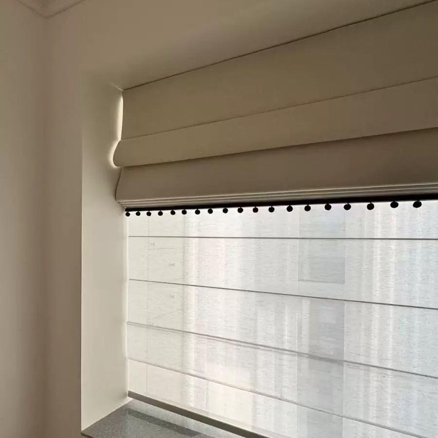Linnen Romeins gordijn Volledig verduisterend gordijn Slaapkamer Woonkamer Balkon Handmatige elektrische oprolgordijn Dubbellaags zonnescherm optrekgordijn