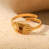 18k Gold Minimalist Split Flower Square Ring - Women's High-End Stainless Steel