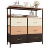 Nicehill Chest of Drawers with Shelves, Organizer, Fabric Drawers, Storage Case, Clothing Storage, Wooden Top, Anti-Tip, 3 Tiers, 6 Compartments [80cm