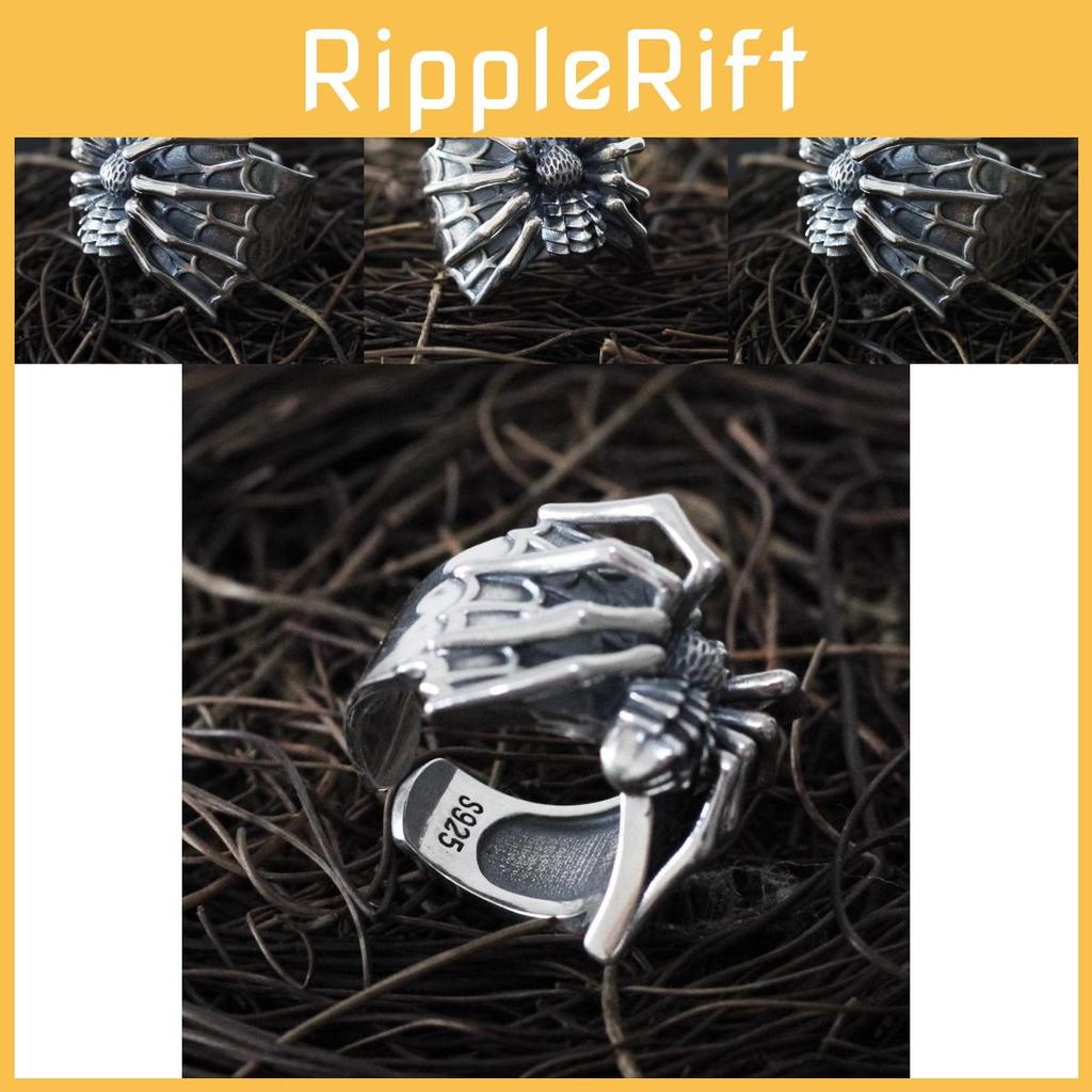 Fashionable Retro Thai Silver Spider Ring For Women Suitable For Casual Wear