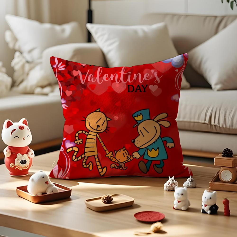 DOG MAN Anime Cushion Cover Anti-dustmite Pillowcase Invisible Zipper Silky Short Plush Sofa Cushion Cover