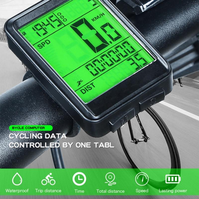 Bicycle Speedometer Watch Waterproof Wireless Cycle Bike Computer Bicycle Odometer with LCD Display & Multi-Functions
