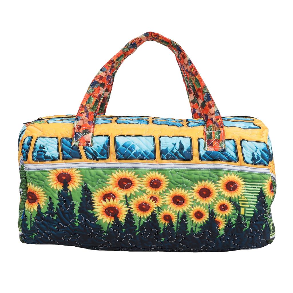 Journey Quilted Duffel Bag Boho Weekender Travel Bag Retro Floral Style for Picnics Camping Family Gatherings