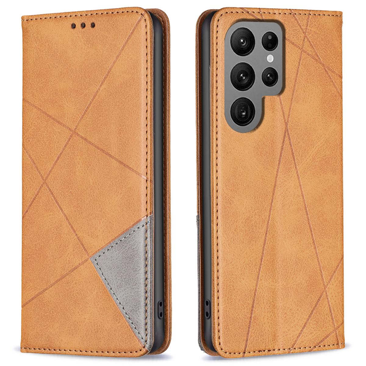

Для Samsung Galaxy S25 Ultra Чехол Слоты для карт Геометрический оттиск Кожаный чехол для телефона A