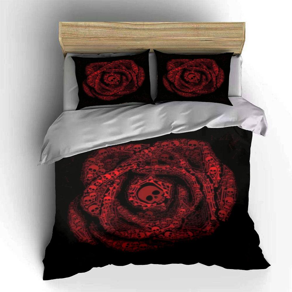 Skull Art Decoration Set Soft Skin-Friendly Bedding Set Includes 1 Duvet Cover And 2 Pillowcase Gift